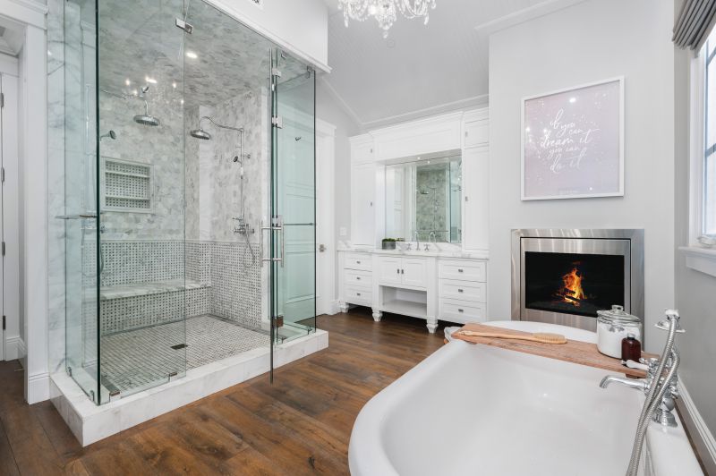 Open Shower with Glass Enclosure